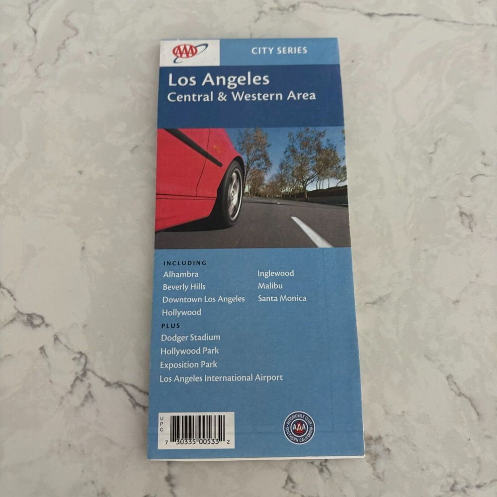 AAA City Series Los Angeles Central & Western Area Foldable Road Travel Map 2002